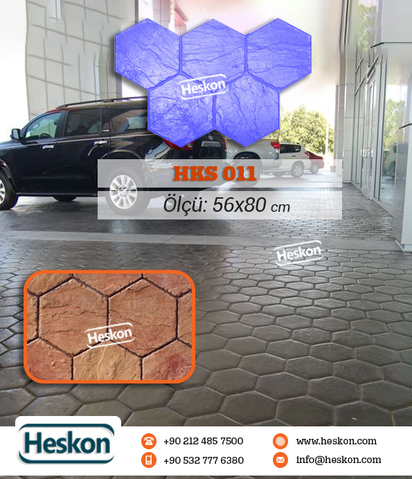011 Hks Hexagon Italian Slate Stamp Stone Baski Beton Kalibi Hks