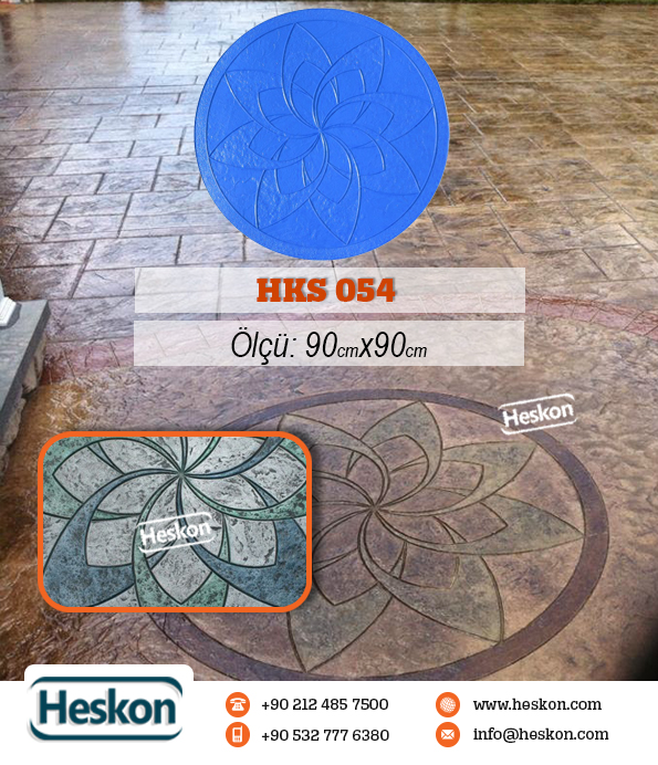054 Hks Desenli Baski Beton Kalibi Cicek Floral Patterned Concrete Stamp Mold