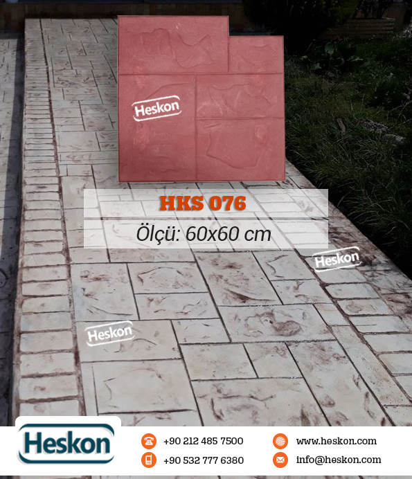 076 Hks Sasirtma Kesme Tas Stone Desenli Patterned Baski Stamp Beton Concret Kalip Mold